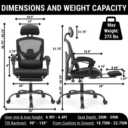 Ergonomic Office Chair with Lumbar and Headrest Support