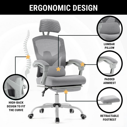 Ergonomic Office Chair with Lumbar and Headrest Support