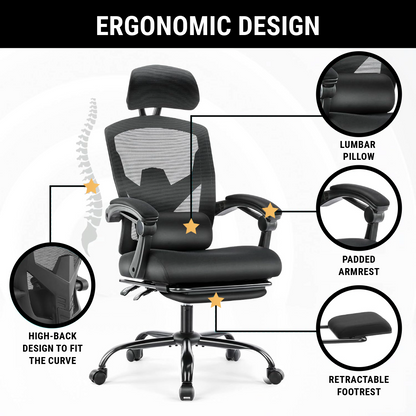 Ergonomic Office Chair with Lumbar and Headrest Support