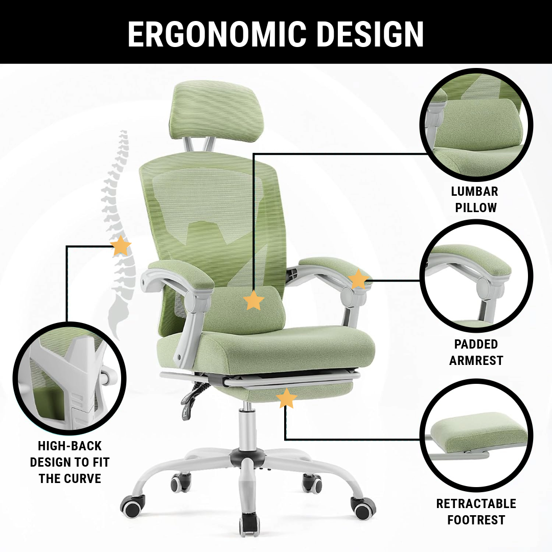 Ergonomic Office Chair with Lumbar and Headrest Support