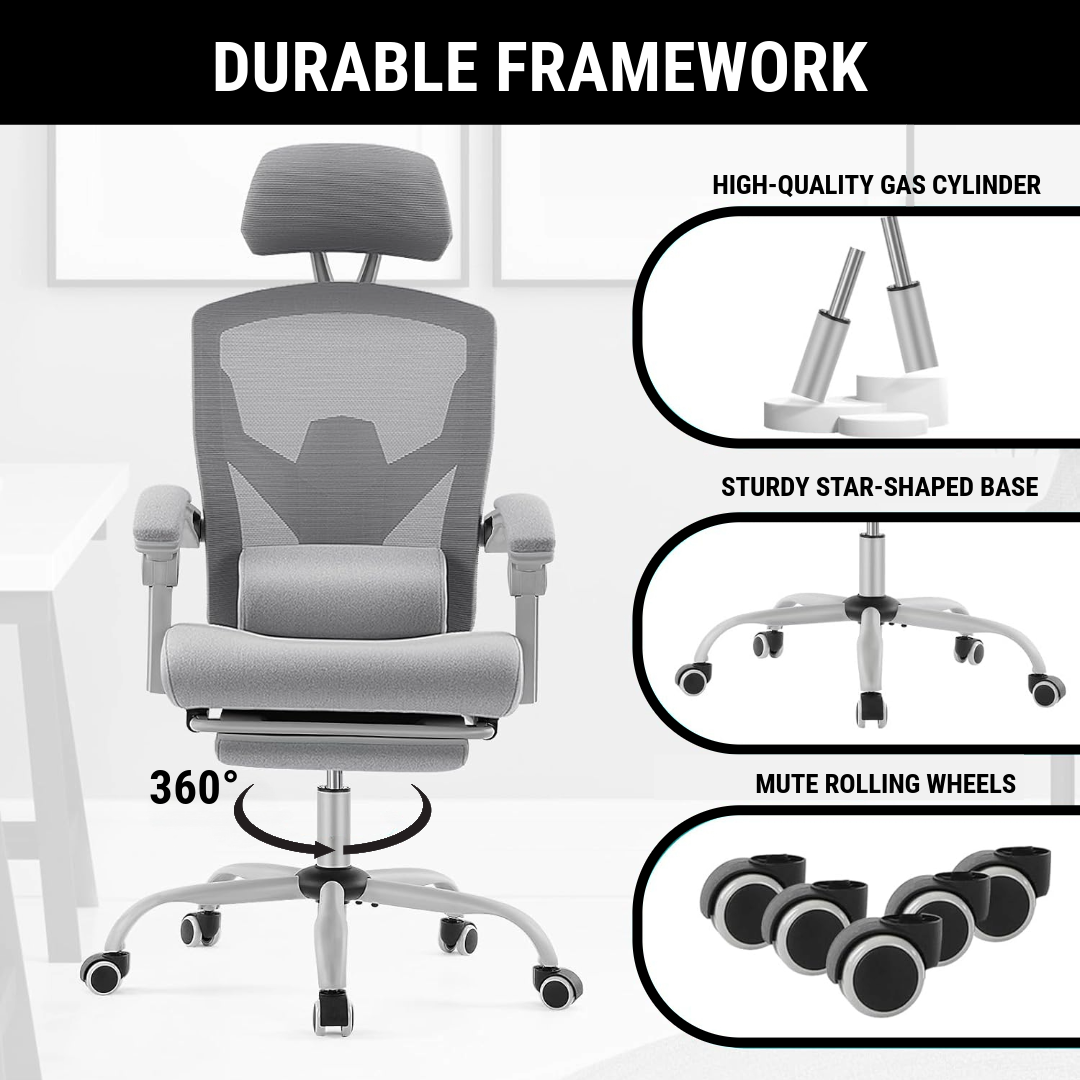 Ergonomic Office Chair with Lumbar and Headrest Support