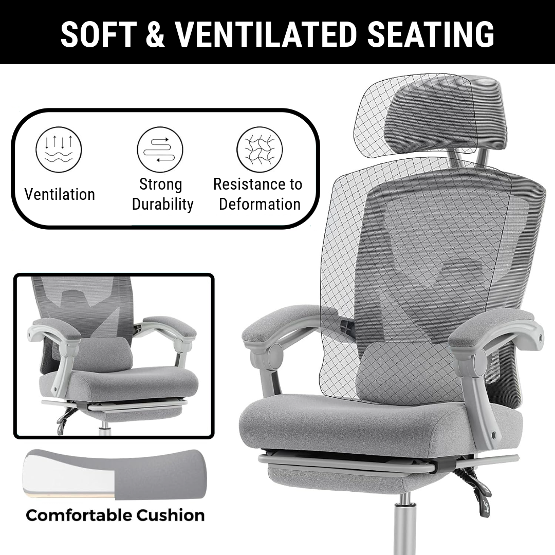 Ergonomic Office Chair with Lumbar and Headrest Support