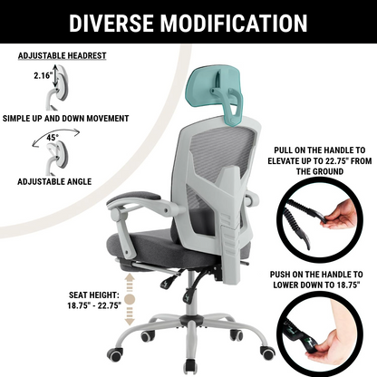 Ergonomic Office Chair with Lumbar and Headrest Support
