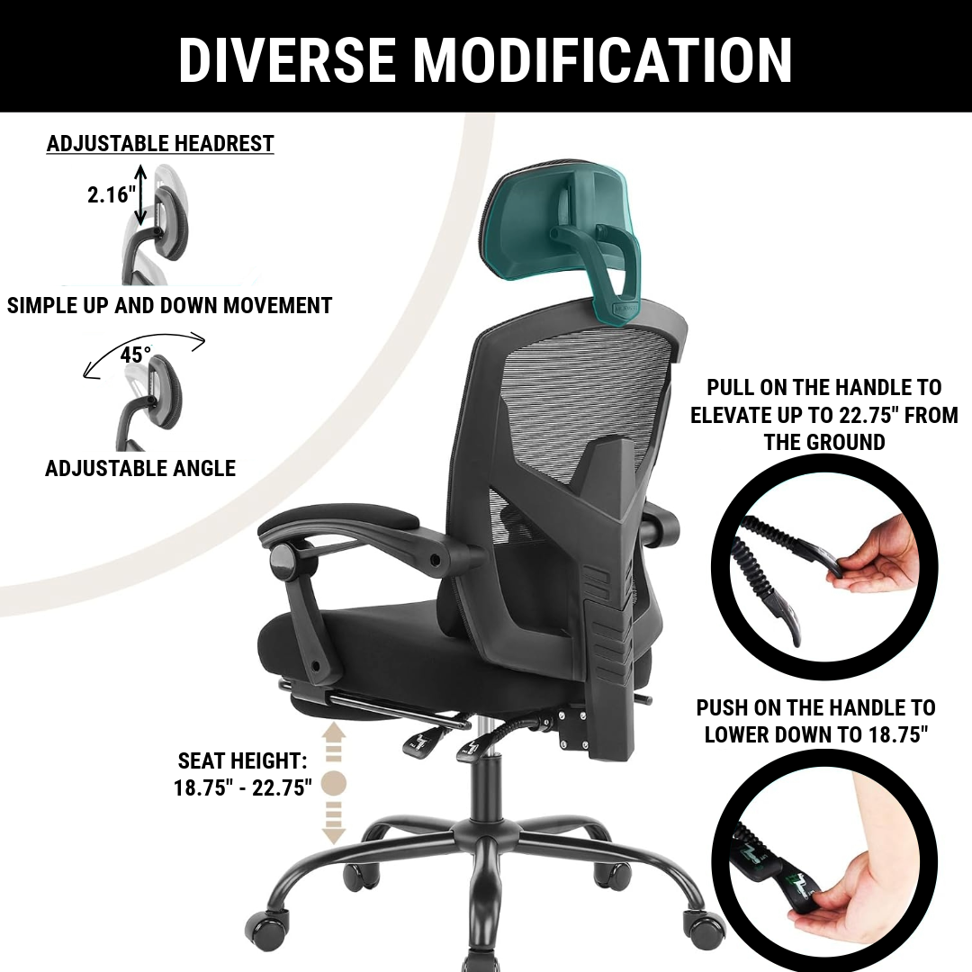 Ergonomic Office Chair with Lumbar and Headrest Support
