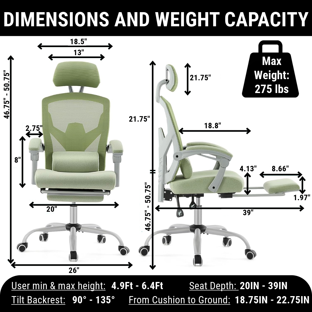 Ergonomic Office Chair with Lumbar and Headrest Support