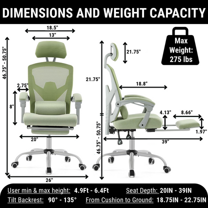 Ergonomic Office Chair with Lumbar and Headrest Support