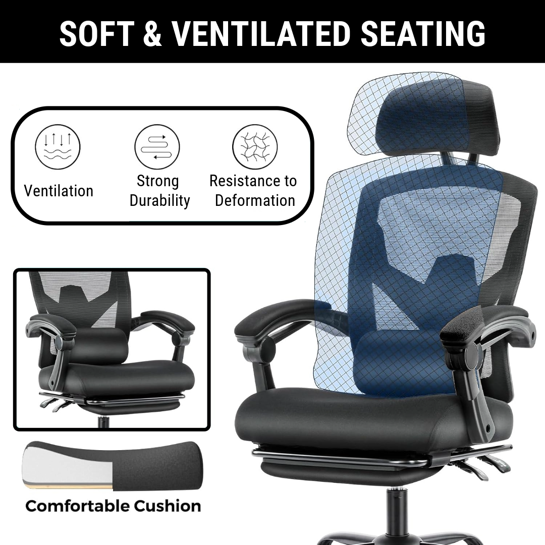 Ergonomic Office Chair with Lumbar and Headrest Support