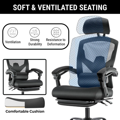 Ergonomic Office Chair with Lumbar and Headrest Support