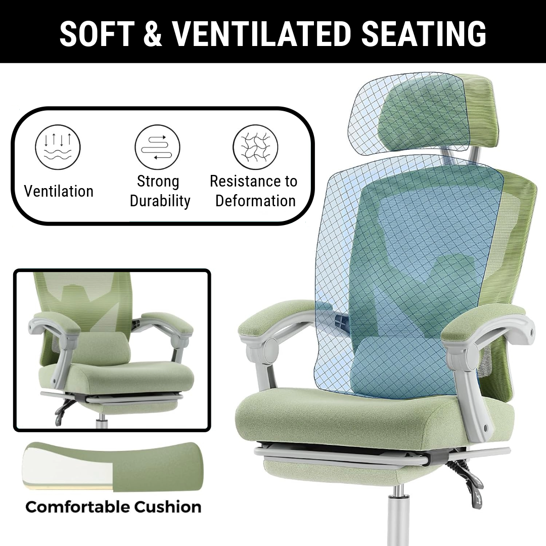 Ergonomic Office Chair with Lumbar and Headrest Support