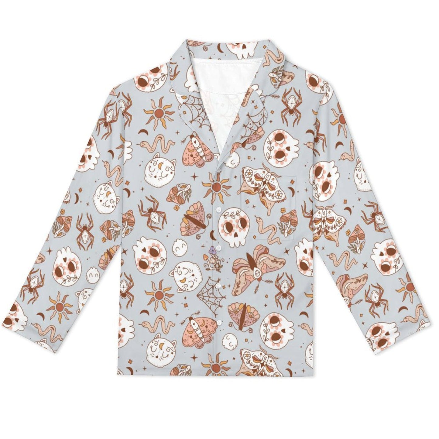 Long Pajama Set - Pastel Blue Butterfly Print