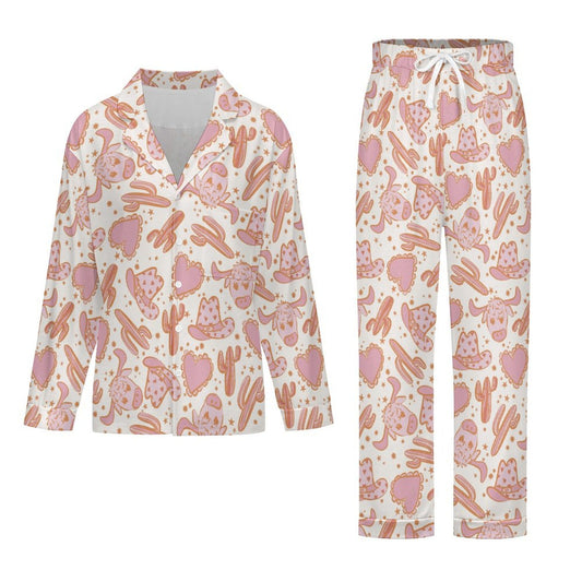 Long Pajama Set - Cute Western Cow