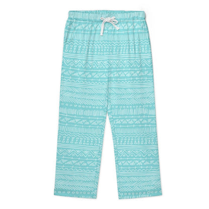 Long Pajama Set - Blue Aztec Pattern
