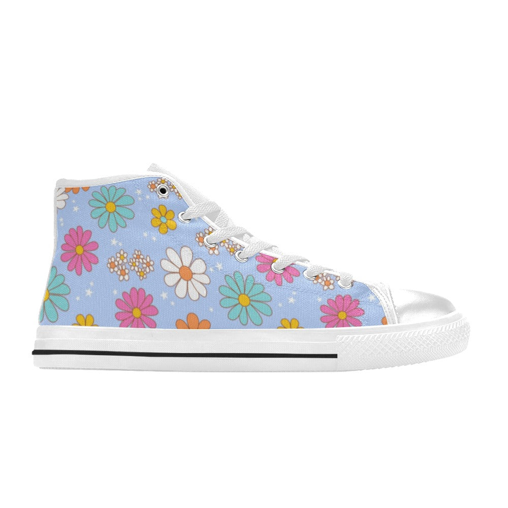 Hi-Top Shoes - Pastel Blue Flowers