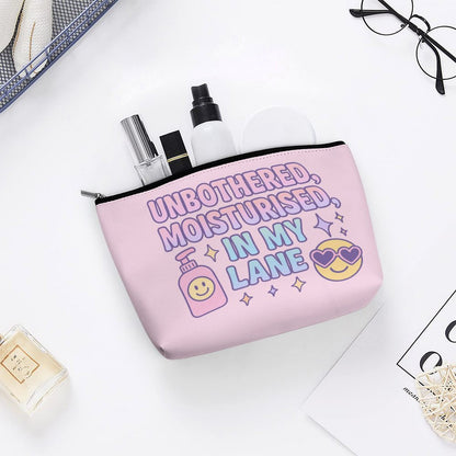 Cosmetic Bag - Moisturised, Unbothered & In My Lane - Pink