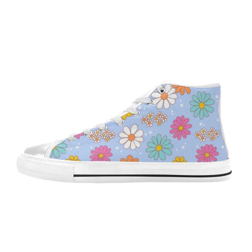 Hi-Top Shoes - Pastel Blue Flowers