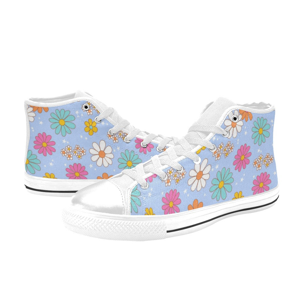 Hi-Top Shoes - Pastel Blue Flowers