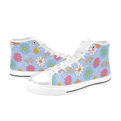Hi-Top Shoes - Pastel Blue Flowers