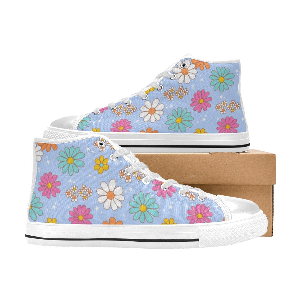 Hi-Top Shoes - Pastel Blue Flowers