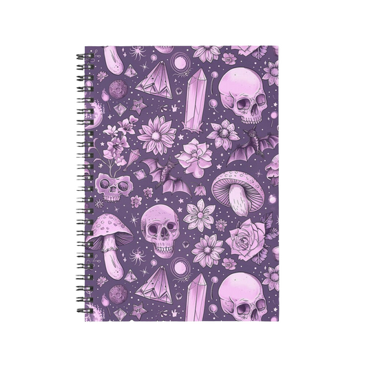 Spiral Notebook - Purple Skull Pattern