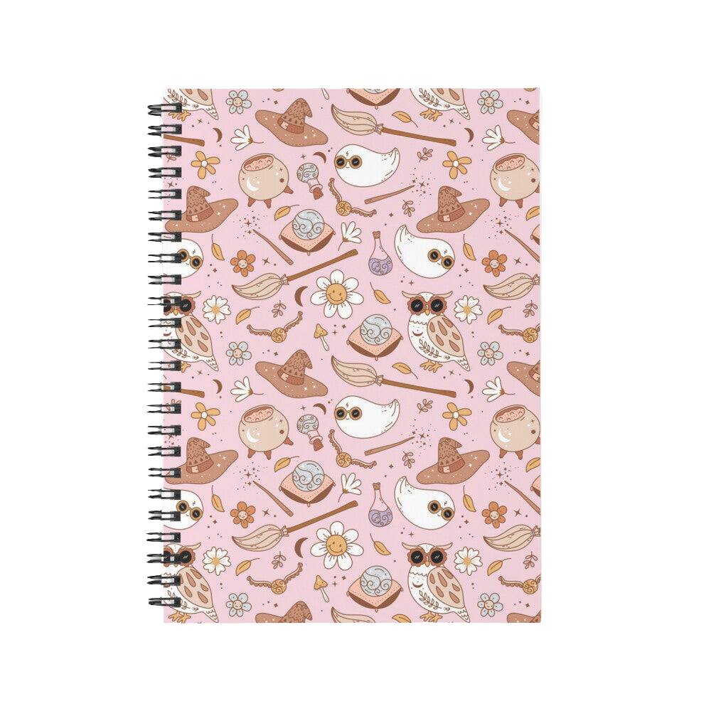 Spiral Notebook - Light Pink Country Ghost Pattern