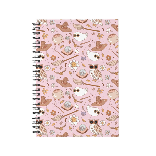 Spiral Notebook - Light Pink Country Ghost Pattern