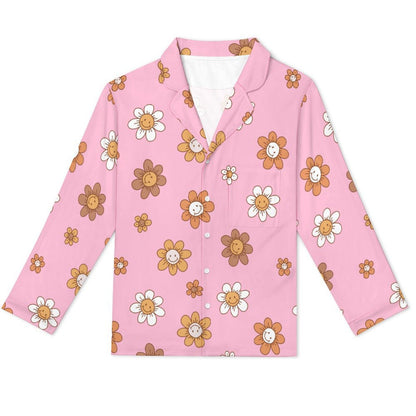 Long Pajama Set - Pink Flower Print