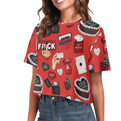 Cropped Tee - Red Toxic Relationships Design
