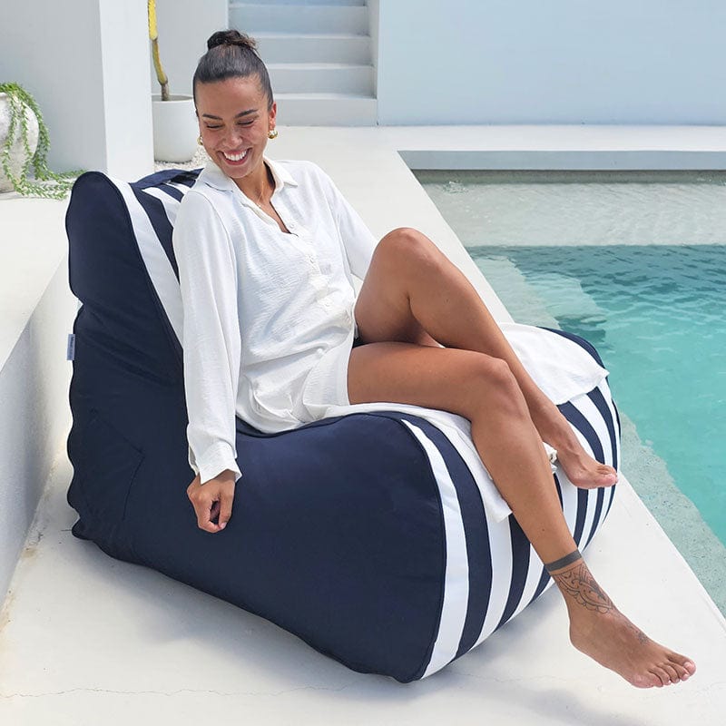 Bora Bora Bean Bag Chair (navy & white stripe) outdoor Bean Bag by Mooi Living 