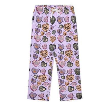 Women's Long Pajama Set - Spooky Candy Hearts