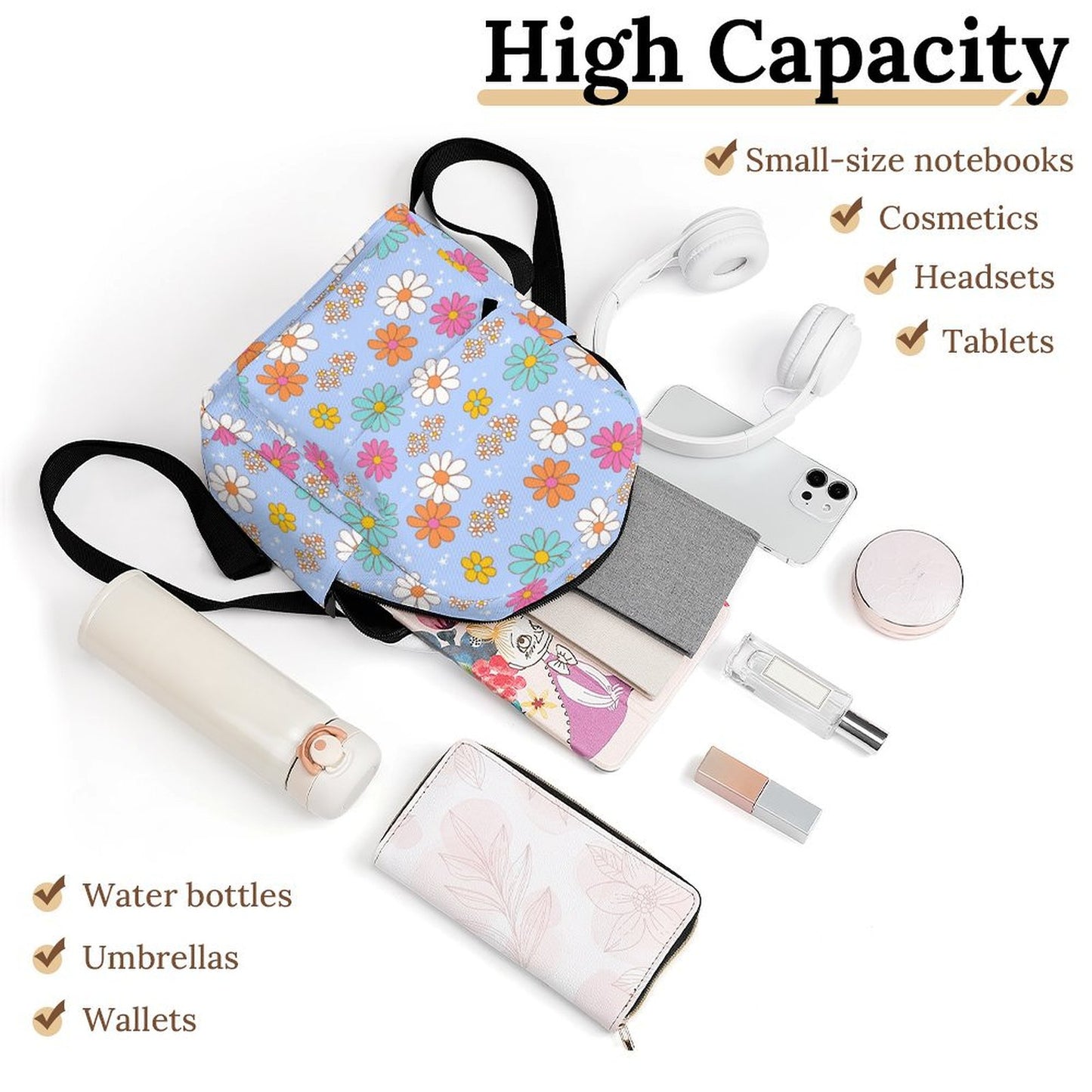 Mini Backpack - Blue Flower Print