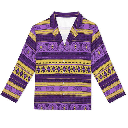 Long Pajama Set - Purple & Gold Pattern