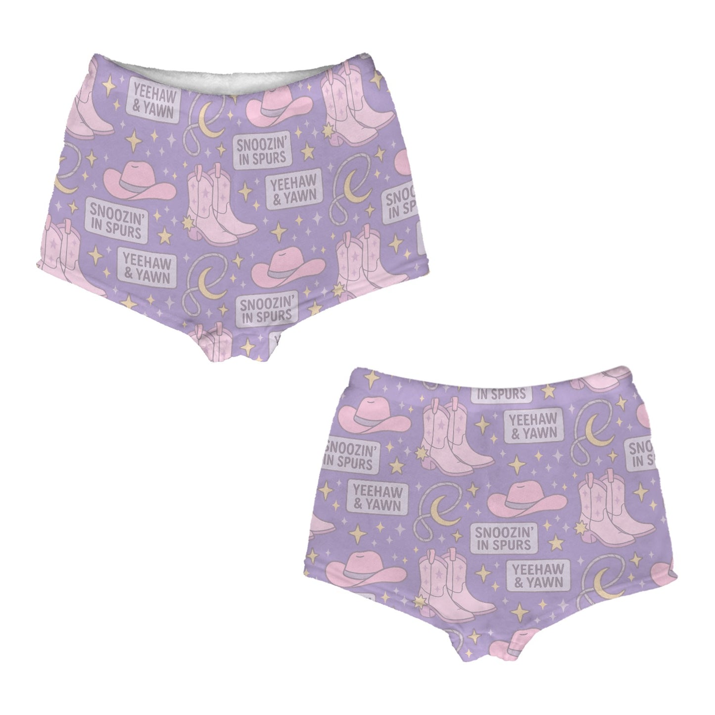 Flannel PJ Shorts - Snoozin in spurs - Purple