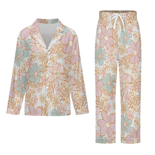 Long Pajama Set - Pastel Flowers