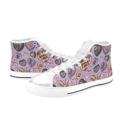 Hi-Top Shoes - Pastel Purple Spooky Candy Hearts
