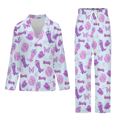 Long Pajama Set - Purple Disco Cowgirl