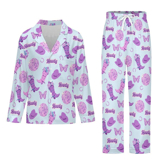 Long Pajama Set - Purple Disco Cowgirl