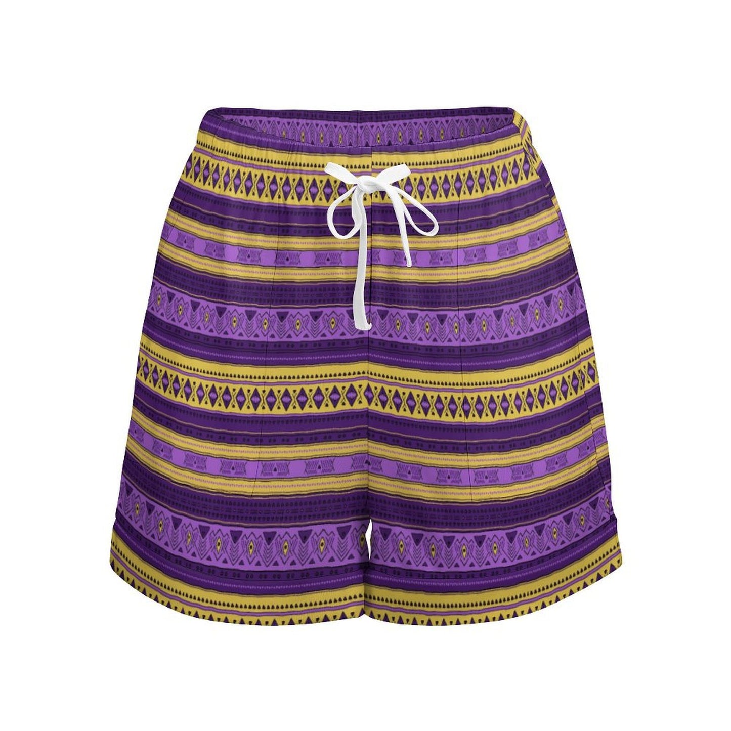 High Waisted Shorts - Purple & Gold