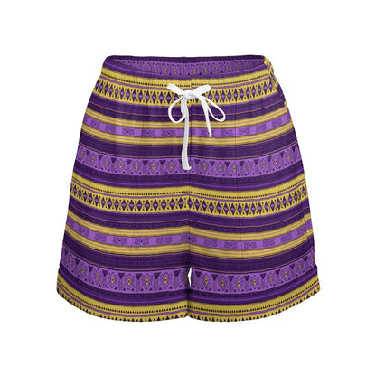High Waisted Shorts - Purple & Gold