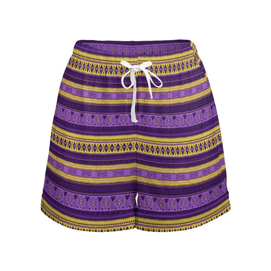 High Waisted Shorts - Purple & Gold