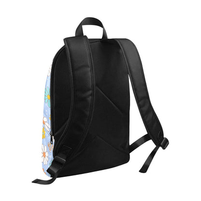 Large Backpack - Blue Flower Pattern
