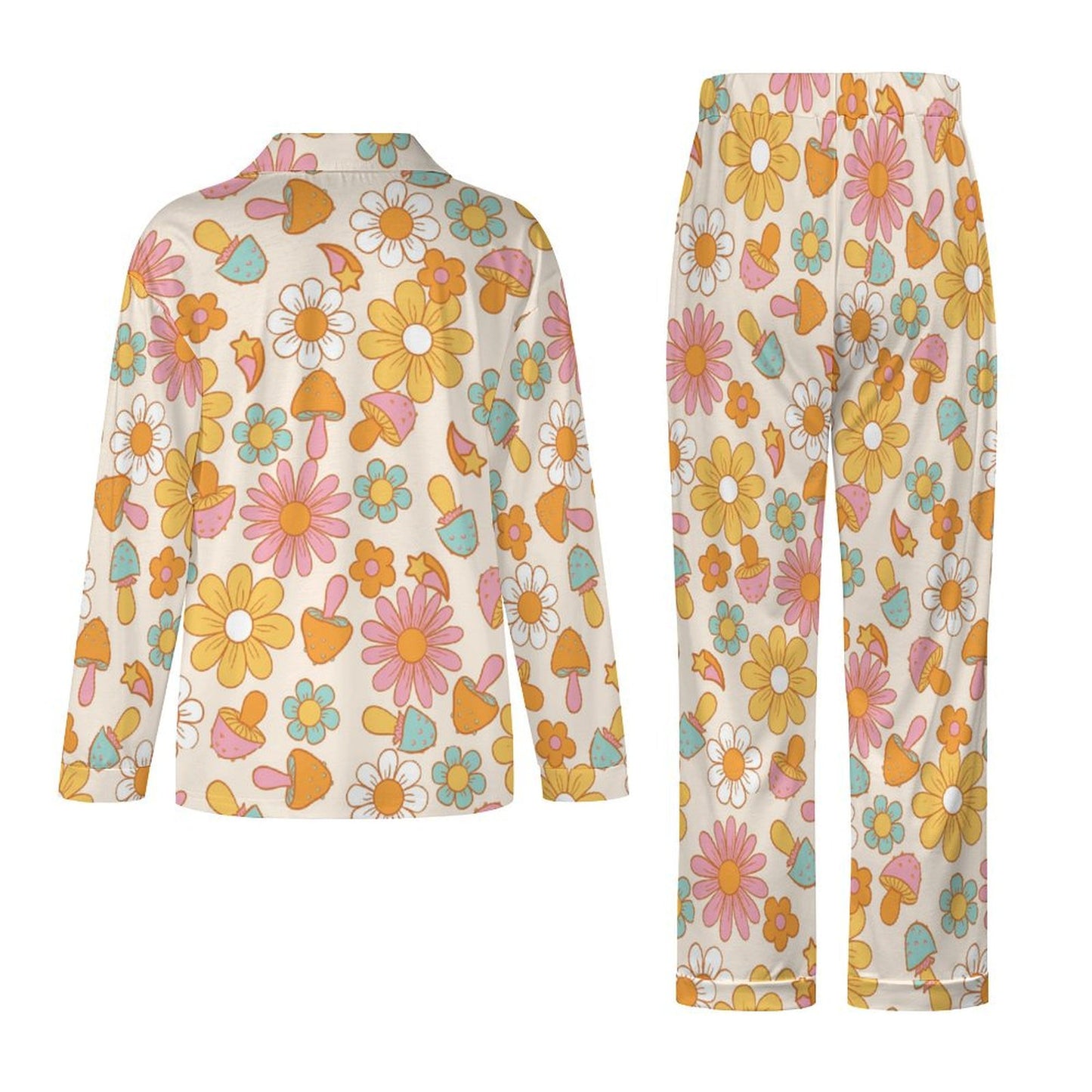 Long Pajama Set - Mushrooms & Flowers