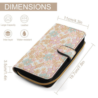 Leather Wallet - Pastel Flowers