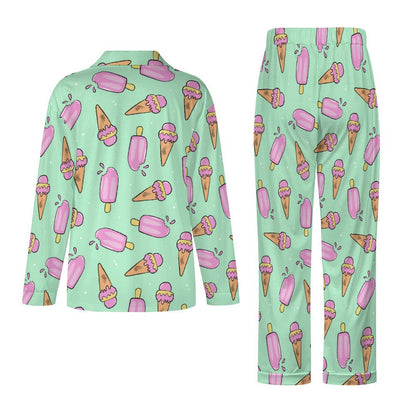 Long Pajama Set - Pastel Green Ice Cream