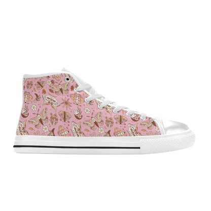 Hi-Top Shoes - Pastel Pink Boho Butterfly Pattern