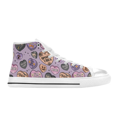 Hi-Top Shoes - Pastel Purple Spooky Candy Hearts