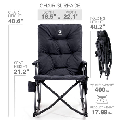 EVER ADVANCED Collapsible Patio Rocking Camping Chair
