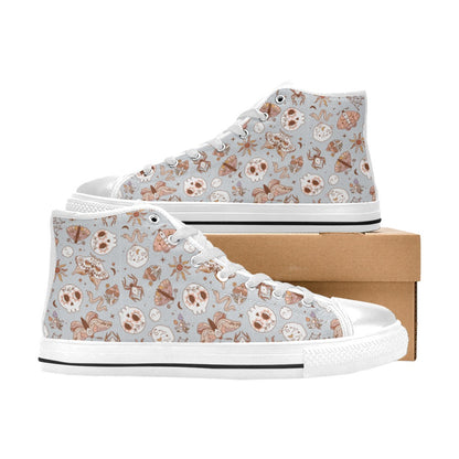 Hi-Top Shoes - Pastel Blue Boho Butterfly Pattern