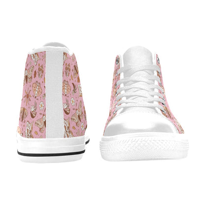 Hi-Top Shoes - Pastel Pink Boho Butterfly Pattern