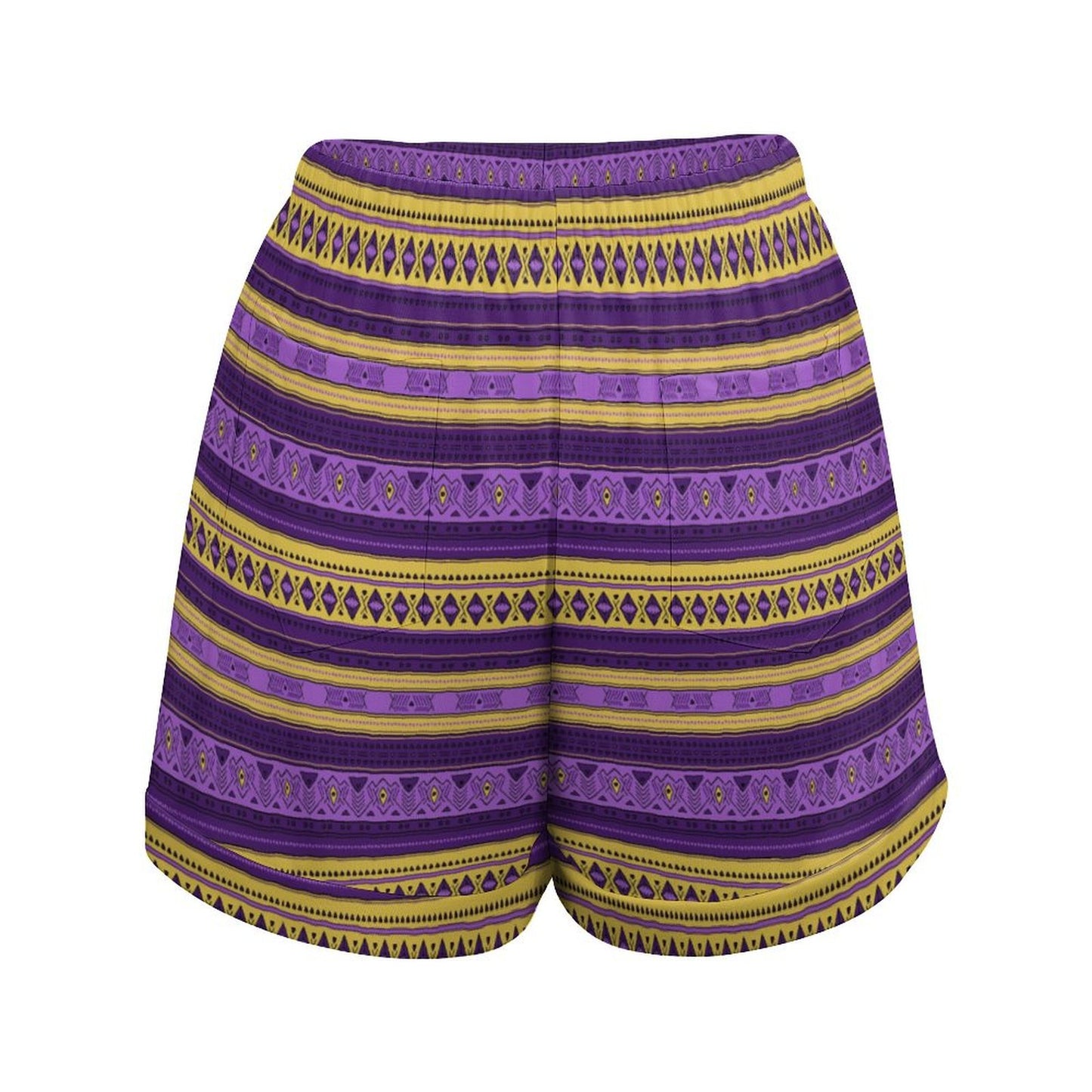 High Waisted Shorts - Purple & Gold