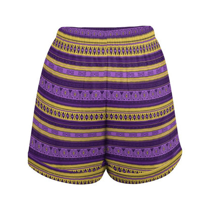 High Waisted Shorts - Purple & Gold